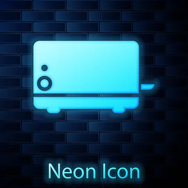 Glowing neon Toaster icon isolated on brick wall background. Vector Illustration — Stock Vector