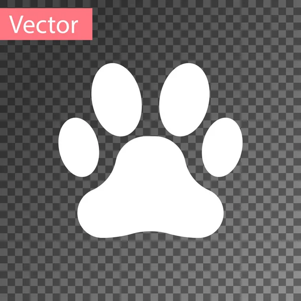 White Paw print icon isolated on transparent background. Dog or cat paw print. Animal track. Vector Illustration — 图库矢量图片