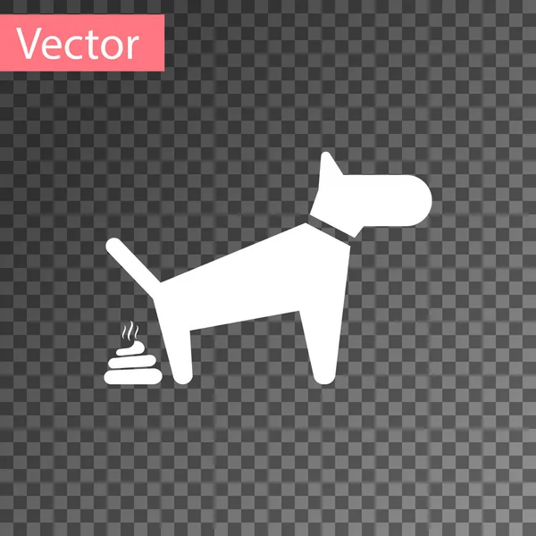 Icono de caca White Dog aislado sobre fondo transparente. El perro va al baño. El perro defeca. El concepto de lugar para caminar mascotas. Ilustración vectorial — Vector de stock