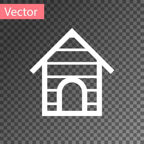 Ícone da casa do cão branco isolado no fundo transparente. Canil de cão. Ilustração vetorial — Vetor de Stock