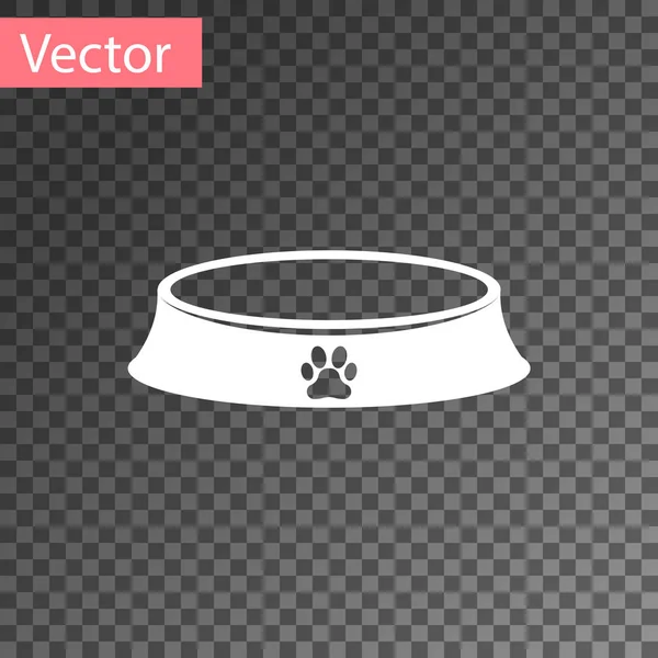 White Pet food bowl for cat or dog icon isolated on transparent background. Dog or cat paw print. Vector Illustration — Stock Vector