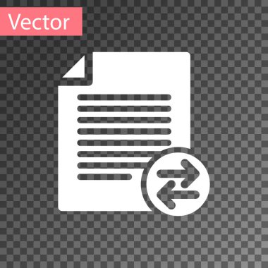 Beyaz Aktarım dosya simgesi şeffaf arkaplanda izole edildi. Dosyaları kopyala, veri değişimi, yedekleme, bilgisayar göçü, dosya paylaşım kavramlarını kopyala. Vektör İllüstrasyonu
