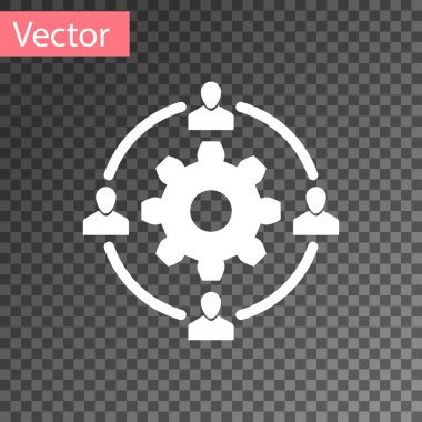 Beyaz Dış kaynak konsepti simgesi şeffaf arkaplanda izole edildi. İşbirliği işareti. Takım çalışması ve yatırım yapma fikri. Vektör İllüstrasyonu
