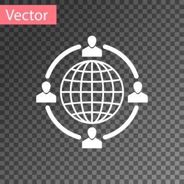 Beyaz Dış kaynak konsepti simgesi şeffaf arkaplanda izole edildi. İşbirliği işareti. Takım çalışması ve yatırım yapma fikri. Vektör İllüstrasyonu