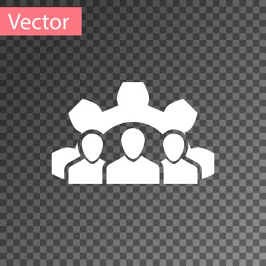 Beyaz Proje ekip taban simgesi şeffaf arkaplanda izole edildi. İş analizi ve planlama, danışmanlık, takım çalışması, proje yönetimi. Geliştiriciler. Vektör İllüstrasyonu