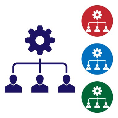 Mavi Müşteri Adayı yönetim simgesi beyaz arka planda yalıtılmış. Renk simgesini daire düğmelerinde ayarlayın. Vektör İllüstrasyonu