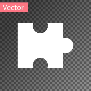 Şeffaf arkaplanda beyaz yapboz parçası izole edildi. Modern daire, iş, pazarlama, finans, internet konsepti. Vektör İllüstrasyonu