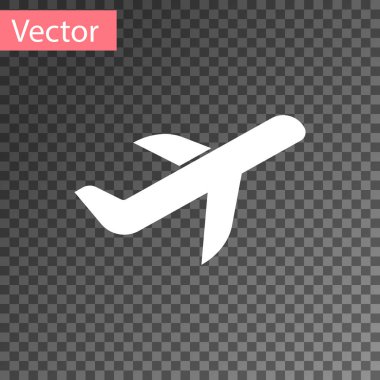 White Plane icon isolated on transparent background. Flying airplane icon. Airliner sign. Vector Illustration clipart