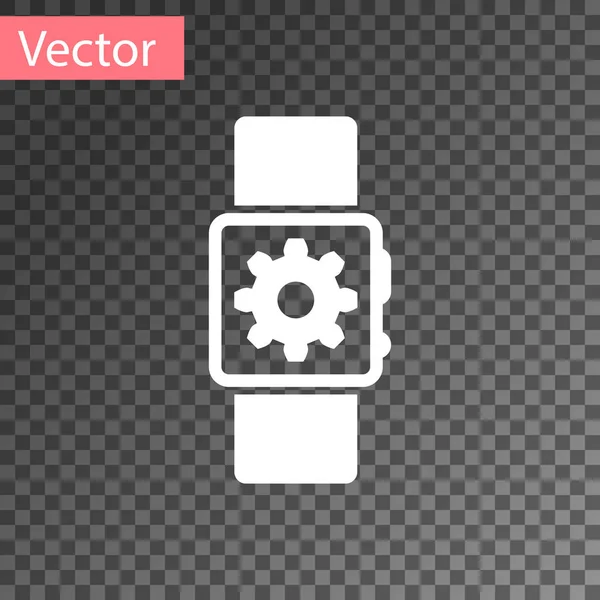 Icono de ajuste de reloj inteligente blanco aislado sobre fondo transparente. Configuración de reloj inteligente. Ilustración vectorial — Vector de stock