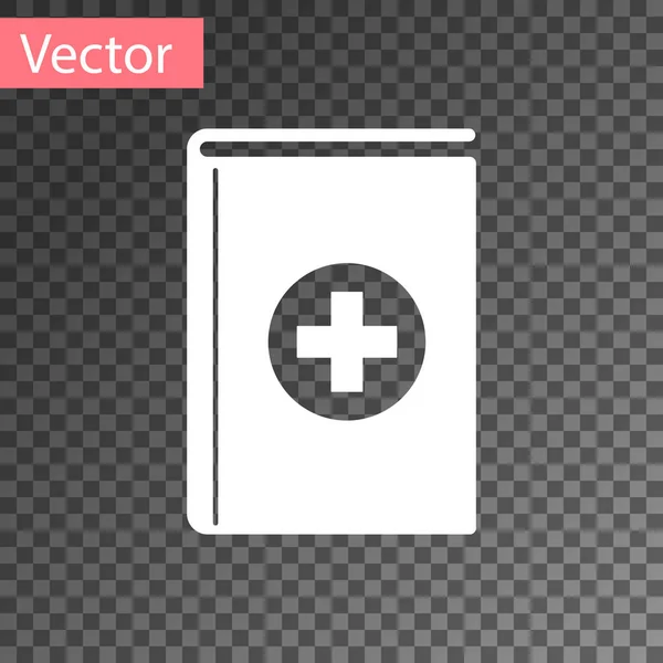 Weißes medizinisches Buchsymbol isoliert auf transparentem Hintergrund. Vektorillustration — Stockvektor