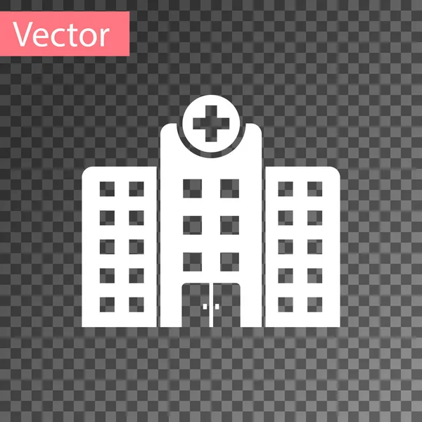 Edificio hospital médico blanco con icono de cruz aislado sobre fondo transparente. Centro médico. Salud. Ilustración vectorial — Vector de stock