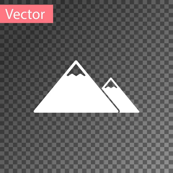 Ícone de montanhas brancas isolado em fundo transparente. Símbolo de vitória ou conceito de sucesso. Ilustração vetorial — Vetor de Stock