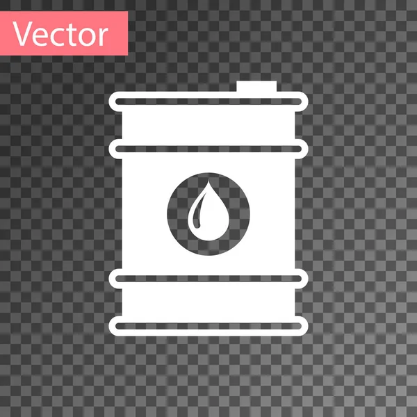 Weißes Barrel-Öl-Symbol isoliert auf transparentem Hintergrund. Vektorillustration — Stockvektor