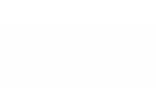 Icono de línea de mancuerna gris sobre fondo blanco. Icono de levantamiento muscular, barra de fitness, icono de gimnasio, símbolo de equipo deportivo, bumbbell ejercicio. Animación gráfica de vídeo 4K — Vídeos de Stock