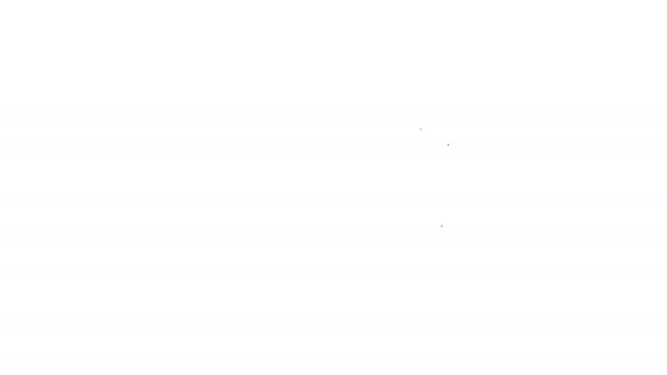 Negro Médico veterinario registro línea de la carpeta icono sobre fondo blanco. Huella de pata de perro o gato. Documento para mascotas. Icono del archivo del paciente. Animación gráfica de vídeo 4K — Vídeos de Stock