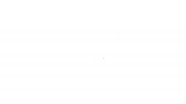 Negro Médico veterinario registro línea de la carpeta icono sobre fondo blanco. Huella de pata de perro o gato. Documento para mascotas. Icono del archivo del paciente. Animación gráfica de vídeo 4K — Vídeo de stock