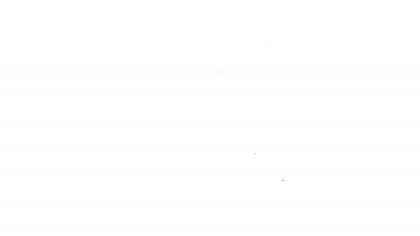 Zwarte spuit met Pet vaccin lijn icoon op witte achtergrond. Hond of kat Paw Print. 4k video Motion grafische animatie — Stockvideo