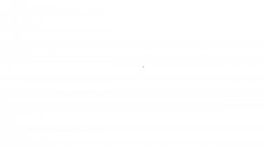 Siyah Köpek ev ve pençe baskı pet çizgi simgesi beyaz arka plan üzerinde. Köpek kulübesi. 4k Video hareket grafik animasyon