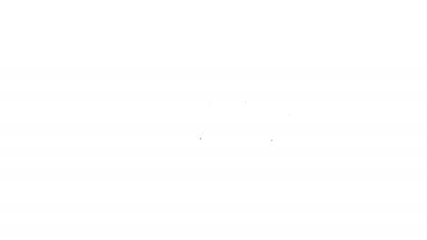 Icono de línea de símbolo de clínica veterinaria negra sobre fondo blanco. Cruz de la señal del hospital. Un perro o gato estilizado con estampado de pata. Signo de primeros auxilios. Animación gráfica de vídeo 4K — Vídeo de stock