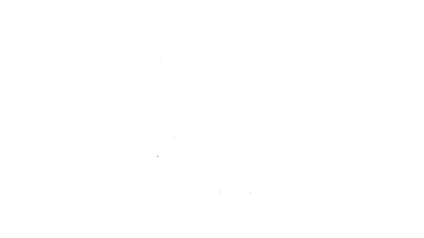 Zwarte hond geneeskunde fles en pillen lijn pictogram op witte achtergrond. Container met pillen. Voorgeschreven geneesmiddel voor dier. 4k video Motion grafische animatie — Stockvideo