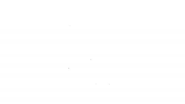 Czarny kot medycyna butelka i pigułki linii ikona na białym tle. Pojemnik z pigułek. Lek na receptę dla zwierząt. Animacja graficzna 4K Video Motion — Wideo stockowe