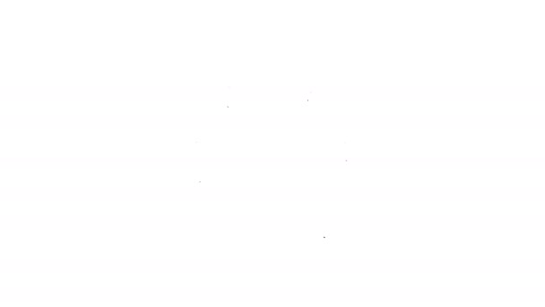 Значок черной лапы печати линии на белом фоне. Отпечаток лапы собаки или кошки. Животный след. Видеографическая анимация 4K — стоковое видео