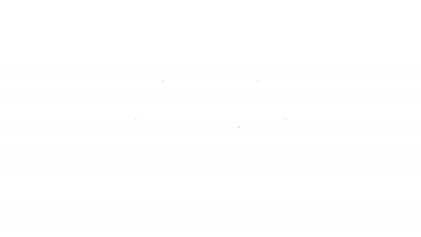 Значок черной лапы печати линии на белом фоне. Отпечаток лапы собаки или кошки. Животный след. Видеографическая анимация 4K — стоковое видео
