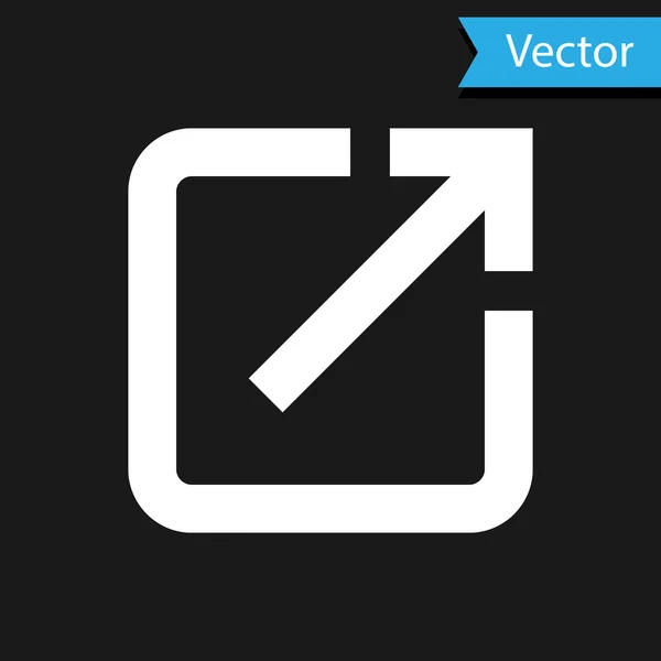 Weiß geöffnet in neuem Fenster Symbol isoliert auf schwarzem Hintergrund. Öffnen Sie ein weiteres Tab-Zeichen. Browserframe-Symbol. Externer Link. Vektorillustration — Stockvektor