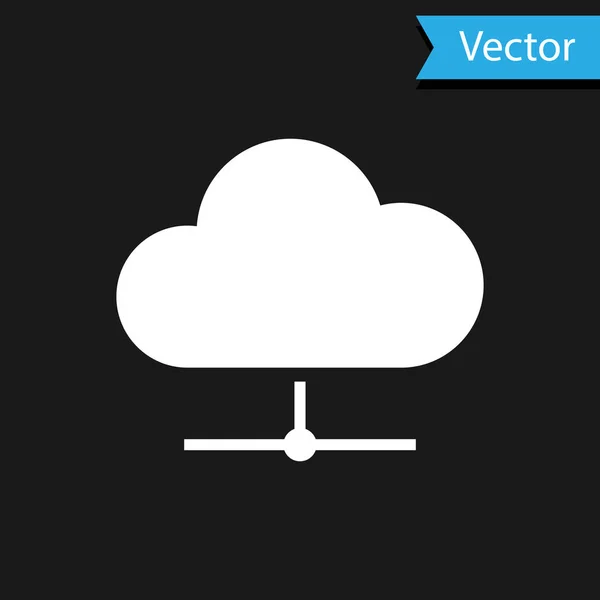 White Network Cloud Connection Icon isoliert auf schwarzem Hintergrund. Soziale Technologie. Cloud Computing Konzept. Vektorillustration — Stockvektor