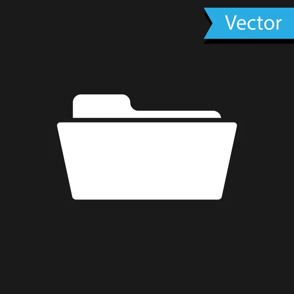Weißes Ordnersymbol isoliert auf schwarzem Hintergrund. Vektorillustration — Stockvektor