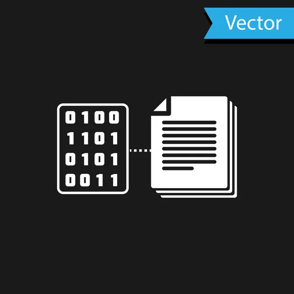 Icono de contrato Smart blanco aislado sobre fondo negro. Tecnología de cadena de bloques, minería criptomoneda, bitcoin, altcoins, mercado de dinero digital. Ilustración vectorial — Vector de stock