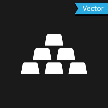 Siyah arkaplanda izole edilmiş beyaz altın çubuk simgesi. Bankacılık işi konsepti. Vektör İllüstrasyonu