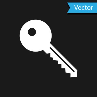 Siyah arkaplanda beyaz anahtar simgesi izole edildi. Vektör İllüstrasyonu