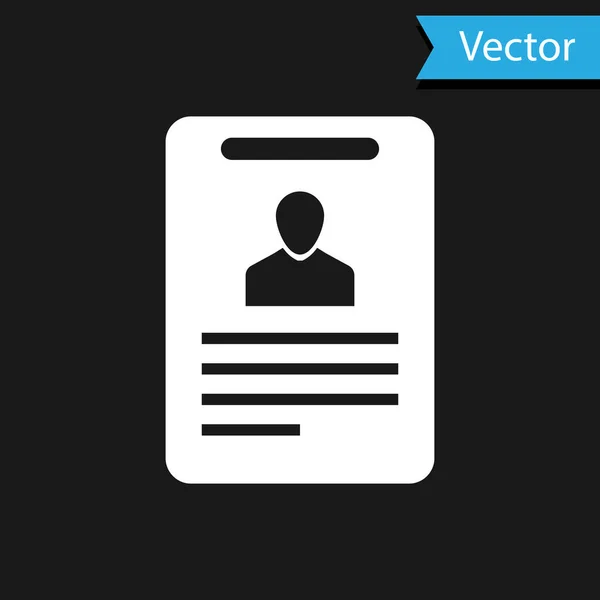 Значок білого ідентифікатора ізольовано на чорному тлі. Ідентифікаційна картка. Він може бути використаний для презентації, ідентифікації компанії, реклами тощо. Векторна ілюстрація — стоковий вектор