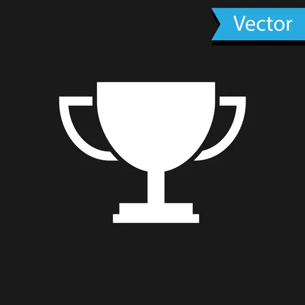 Weißes Pokal-Symbol isoliert auf schwarzem Hintergrund. Auszeichnungssymbol. Meisterpokal. Vektorillustration — Stockvektor