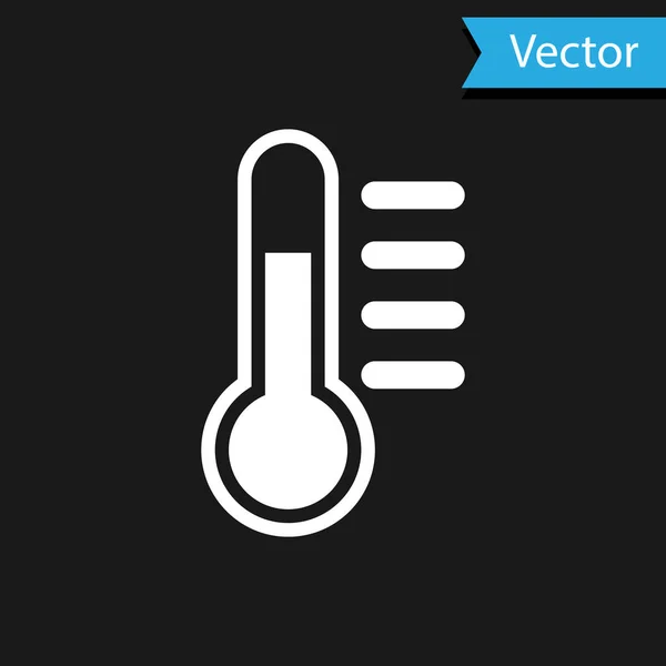 Icône thermomètre blanc isolé sur fond noir. Illustration vectorielle — Image vectorielle