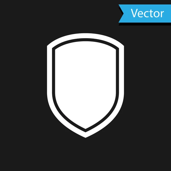 Weißes Schild-Symbol isoliert auf schwarzem Hintergrund. Bewachungsschild. Vektorillustration — Stockvektor