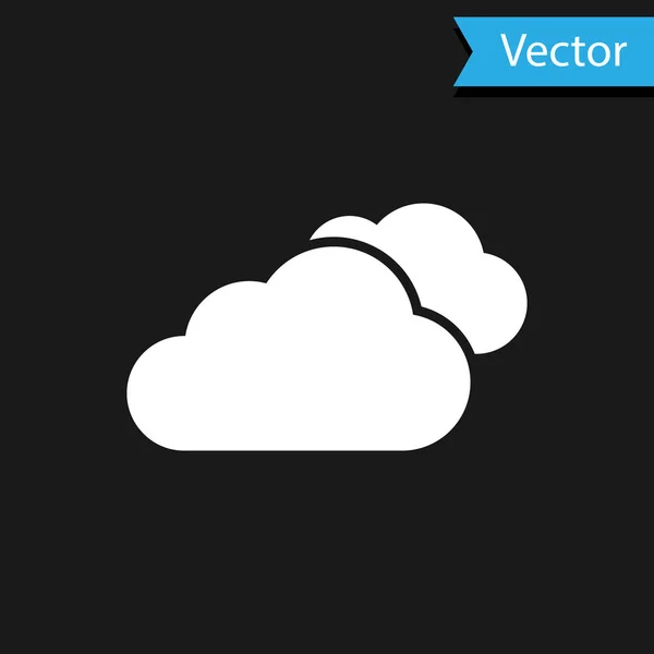 Weißes Wolkensymbol isoliert auf schwarzem Hintergrund. Vektorillustration — Stockvektor