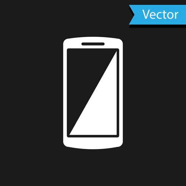 White Smartphone, mobile phone icon isolated on black background. Vector Illustration — Stock Vector