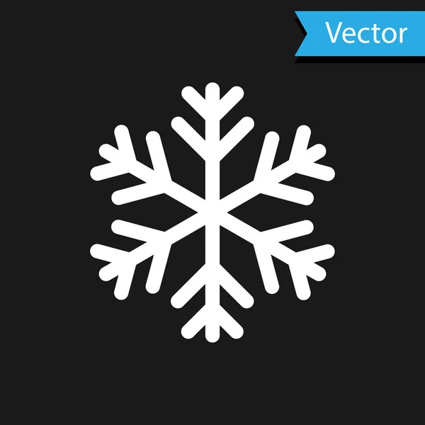 Whitesnowflake-Symbol isoliert auf schwarzem Hintergrund. Vektorillustration — Stockvektor