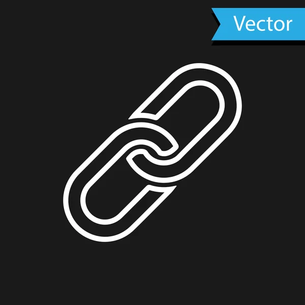 Weißes Kettengliedersymbol isoliert auf schwarzem Hintergrund. Link einzeln. Vektorillustration — Stockvektor