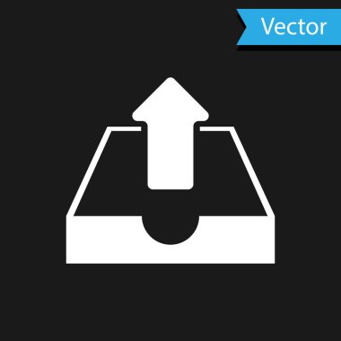 Gelen kutusu simgesi siyah arkaplanda izole edildi. Vektör İllüstrasyonu