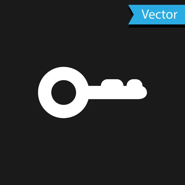 Icono de Llave Blanca aislado sobre fondo negro. Ilustración vectorial — Vector de stock