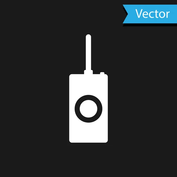 Icono de control remoto blanco aislado sobre fondo negro. Ilustración vectorial — Vector de stock