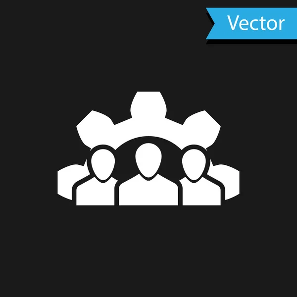 Иконка базы команды White Project выделена на черном фоне. Бизнес-анализ и планирование, консультирование, командная работа, управление проектами. Разработчики. Векторная миграция — стоковый вектор