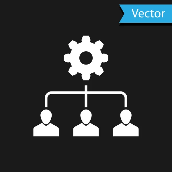 Weißes Lead Management Symbol isoliert auf schwarzem Hintergrund. Vektorillustration — Stockvektor