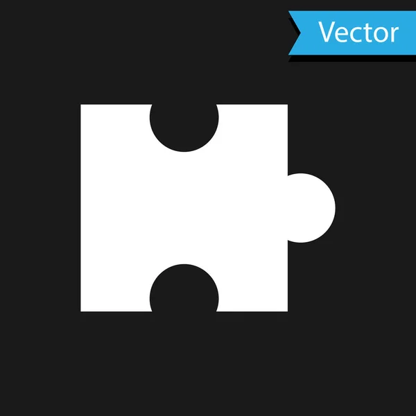 Weißes Puzzleteil auf schwarzem Hintergrund isoliert. moderne Wohnung, Business, Marketing, Finanzen, Internetkonzept. Vektorillustration — Stockvektor