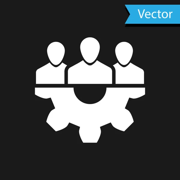Vit projektteam bas ikon isolerad på svart bakgrund. Affärsanalys och planering, konsultering, teamarbete, projektledning. Utvecklare. Vektor illustration — Stock vektor