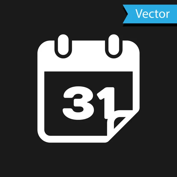 White Calendar icon isolated on black background. Vector Illustration — Stock Vector