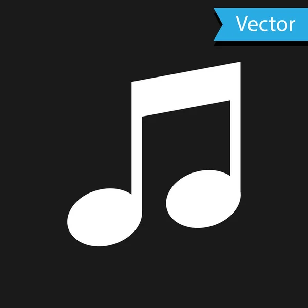 Vit musik not, ton ikon isolerad på svart bakgrund. Vektor Illustration — Stock vektor